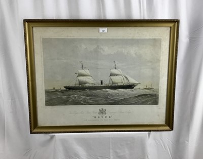 Lot 127 - 19th century tinted lithograph - The Royal Mail Steam Packet Company's steam ship 'Boyne', London; Maclure and Macdonald, 61cm x 36cm, in glazed frame.