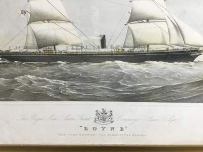 Lot 127 - 19th century tinted lithograph - The Royal Mail Steam Packet Company's steam ship 'Boyne', London; Maclure and Macdonald, 61cm x 36cm, in glazed frame.