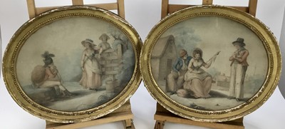 Lot 129 - Pair 18th century stipple engravings - Love & Hope and Love & Jealousy, both 38cm x 32cm in oval gilt frames (2)
