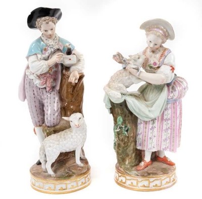 Lot 180 - Pair of 19th century Meissen figures