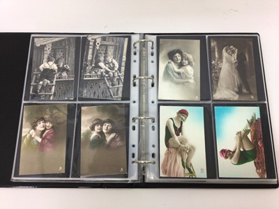 Lot 1414 - Album of Early 20th century postcards to include bathing belles etc