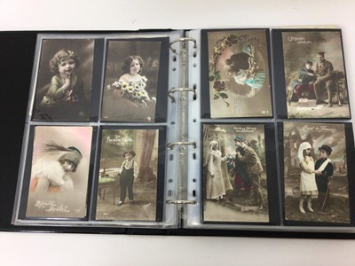 Lot 1414 - Album of Early 20th century postcards to include bathing belles etc