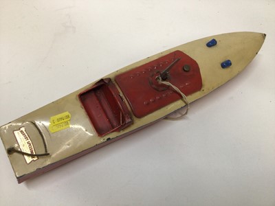 Lot 1895 - Hornby clockwork speedboat, together with an antique doll