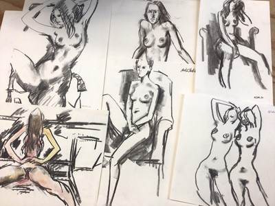 Lot 254 - Peter Collins (1923- 2001) folio of charcoal female nude sketches and portraits (29)