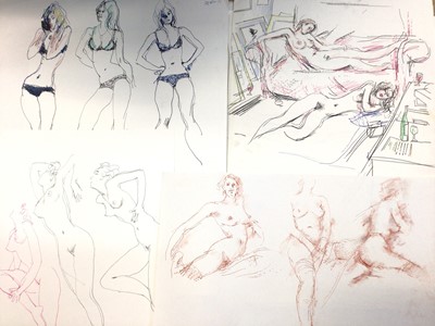 Lot 255 - Peter Collins (1923- 2001) folio of mainly 1970s pencil female nude sketches (29)
