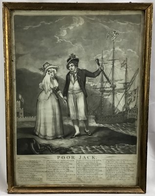 Lot 228 - Late 18th century black and white mezzotint - 'Poor Jack', pub 1790 London, Robert Sayer, 25cm x 36cm, in glazed frame