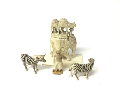 Lot 45 - Fine quality 19th century Indian carved ivory ornament of an elephant with howdah