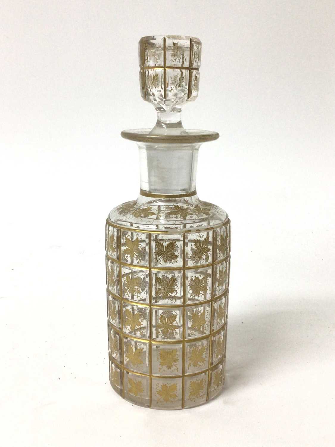 Lot 51 - 19th century Bohemian cut glass bottle with gilded vine leaf design
