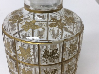 Lot 51 - 19th century Bohemian cut glass bottle with gilded vine leaf design
