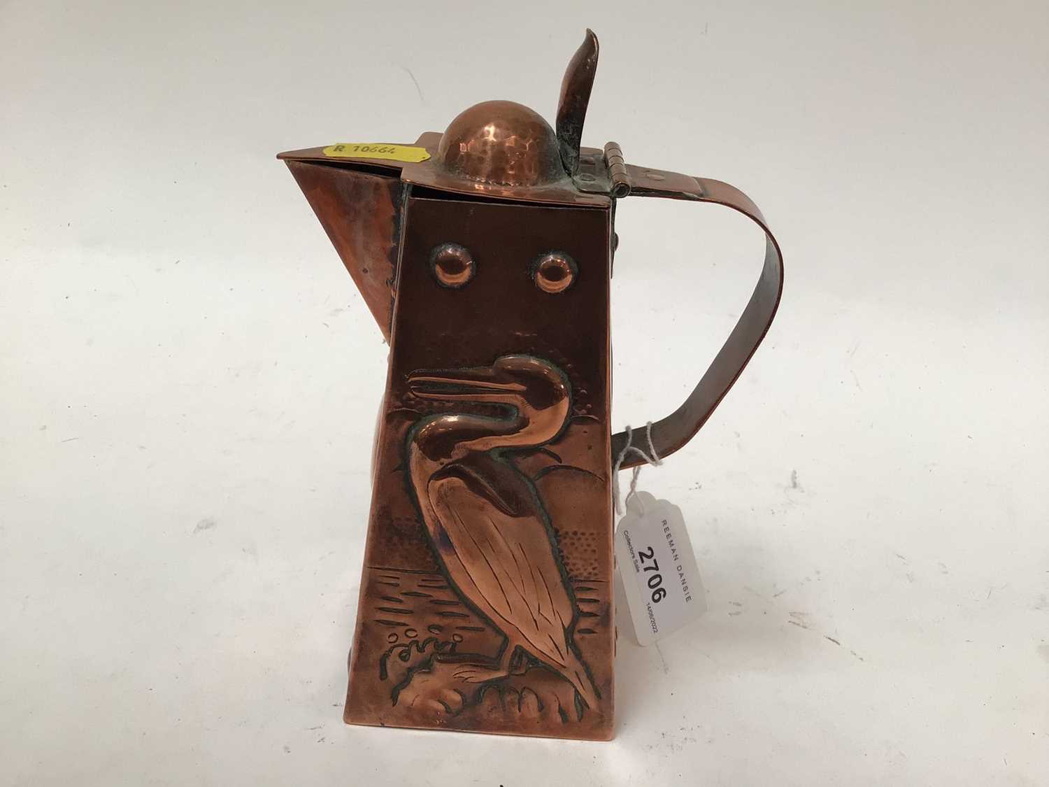 Lot 2706 - Newlyn School Arts & Crafts copper lidded jug