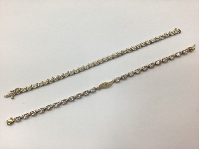 Lot 652 - 9ct gold diamond set bracelet and one other 9ct gold gem set bracelet (2)