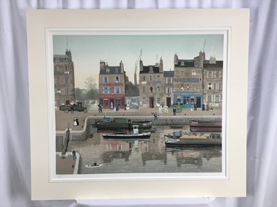 Lot 340 - Michel Delacroix (b. 1933) lithograph - Canal scene, signed and numbered 132/200, image 59 x 72cm