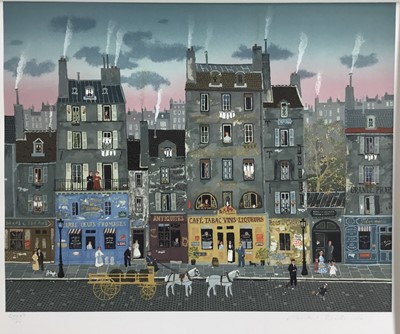 Lot 344 - Michel Delacroix (b. 1933) lithograph - Street scene, signed and numbered 77/200, image 41 x 51cm