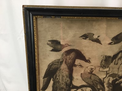 Lot 63 - After Mario di Fiore - 18th century engraving - ‘A Concert of Birds’ at Houghton, in period glazed frame