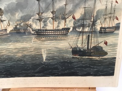Lot 54 - 19th century etching and aquatint - The bombardment and capture of Jean D'Acre, 66cm x 45cm, unframed