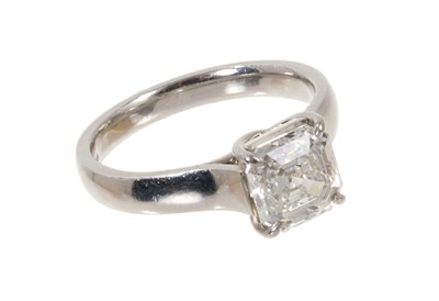 Lot 502 - Royal Asscher Cut diamond single stone ring, 2.02cts, I colour grade and VVS2 clarity in platinum setting