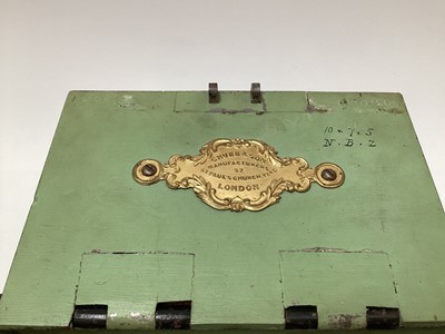 Lot 2426 - Victorian Chubb & Son safe / strong box with painted naming to front- Spectacle Makers Compy.