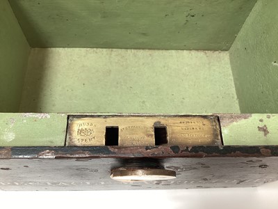 Lot 2426 - Victorian Chubb & Son safe / strong box with painted naming to front- Spectacle Makers Compy.
