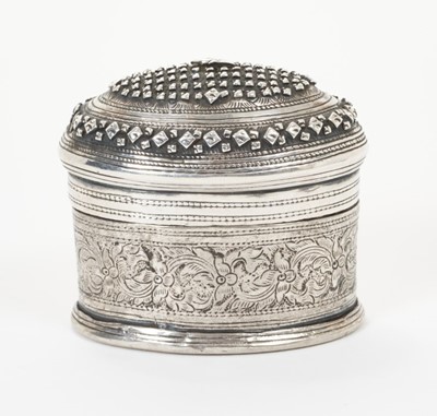 Lot 346 - Late 19th/early 20th century white metal Lime box of oval form