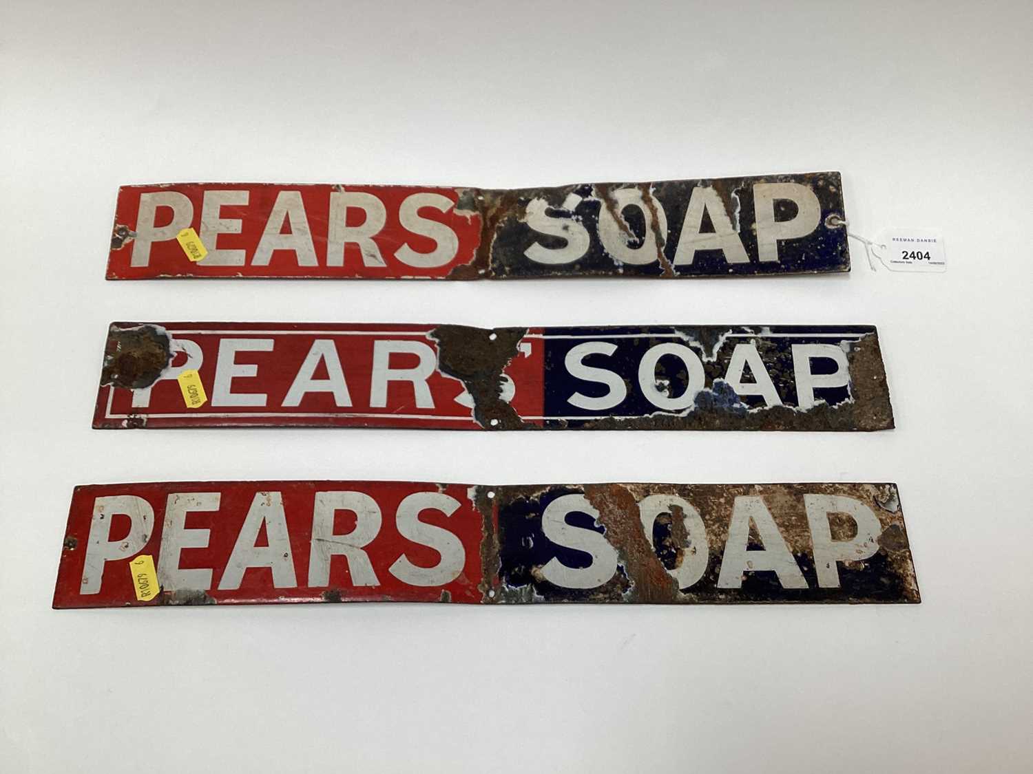 Lot 2430 Three Pears Soap Enamel Signs