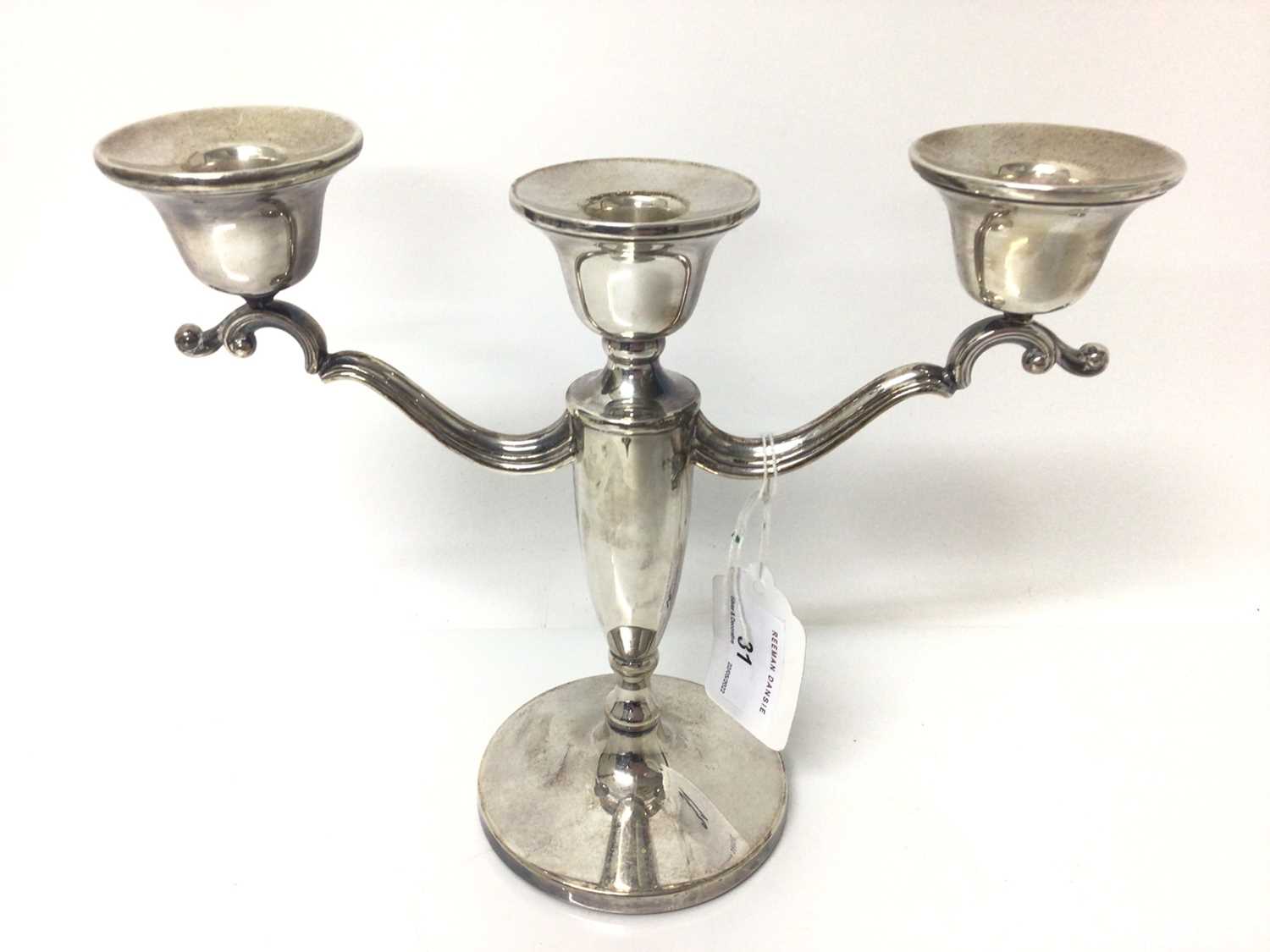 Lot 31 - Contemporary Mappin & Webb silver three branch candelabrum