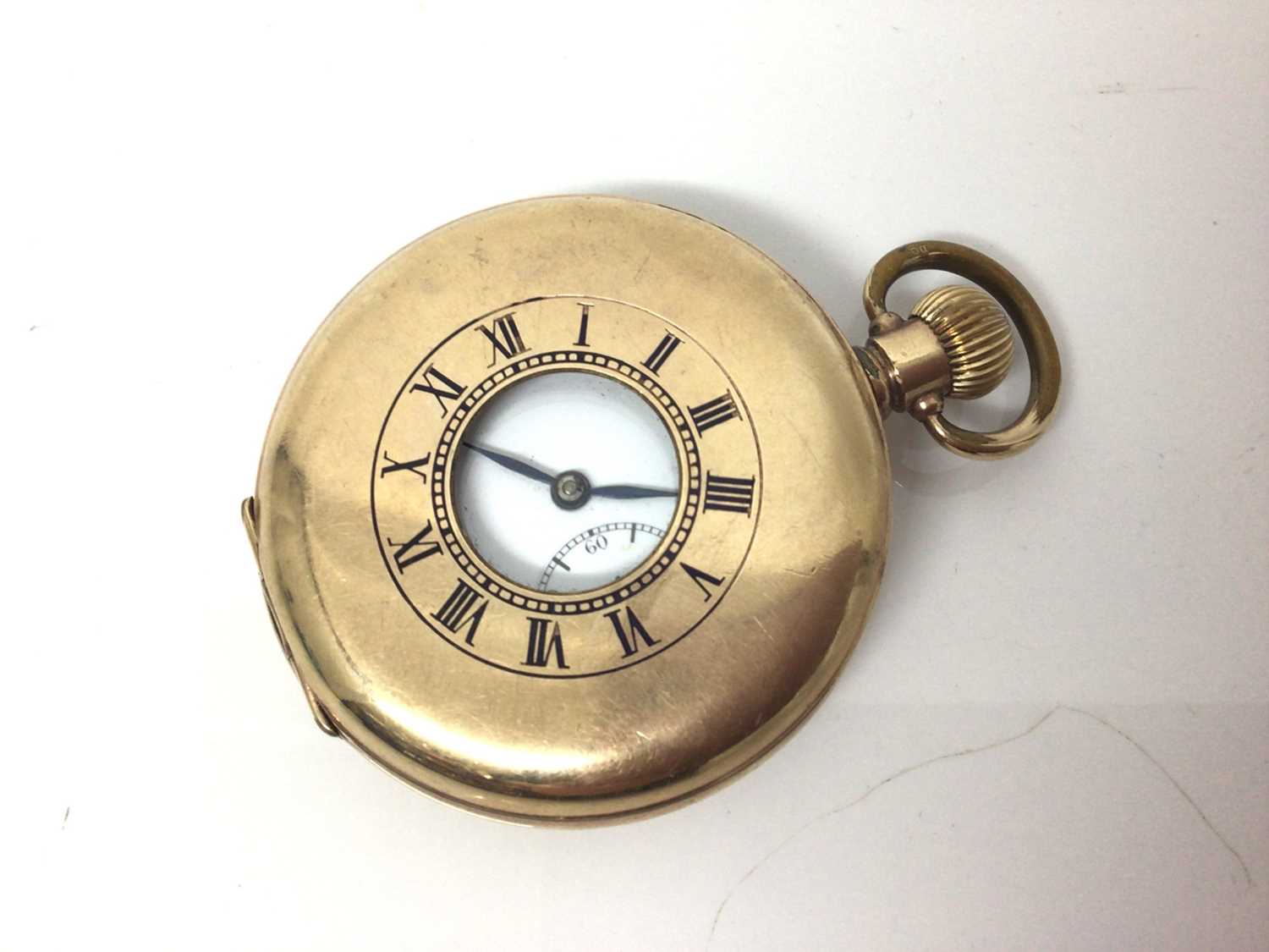 Lot 661 - Gold plated half hunter pocket watch