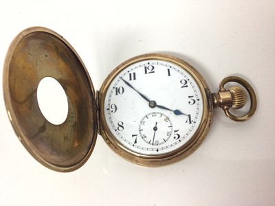 Lot 661 - Gold plated half hunter pocket watch