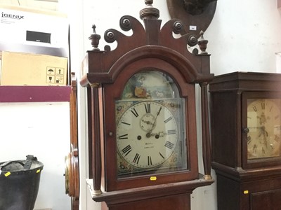 Lot 1064 - 19th century mahogany cased 8 day long case clock with painted enamel dial, by Woller, Norwich