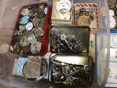 Lot 85 - Large quantity of watch and pocket watch parts including cases, dials, glass and accessories