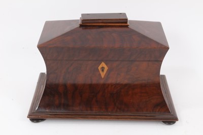 Lot 786 - Unusual Victorian walnut novelty money box in the form of a tea caddy, with combination lock to the base