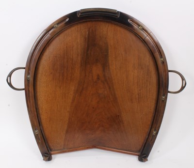 Lot 785 - Unusual late 19th/early 20th century novelty hunting drinks tray in the form of a horse shoe