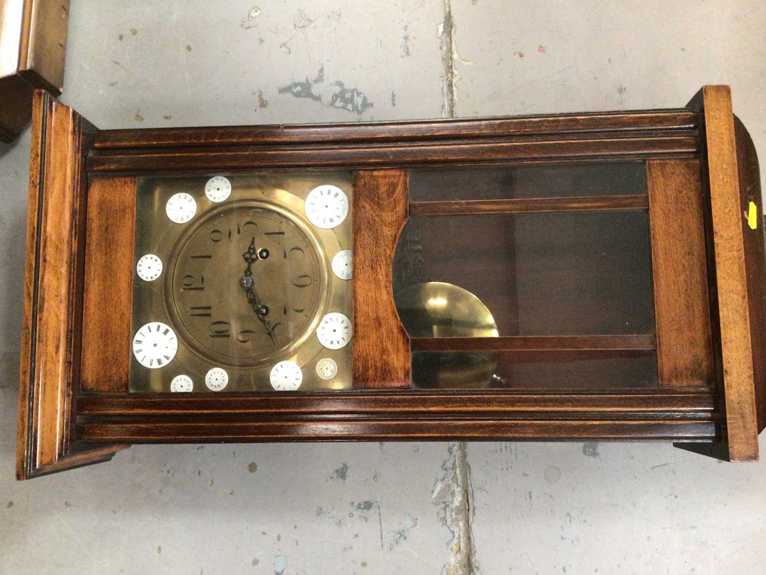Lot 589 1920's regulator wall clock together with