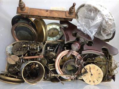 Lot 585 - One box of clock parts, together with a Chinese regulator wall clock and a wall dial clock.