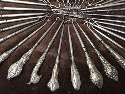 Lot 90 - Collection of approximately 40 Victorian and Edwardian silver handled button hooks