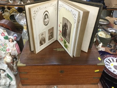 Lot 347 - Victorian mahogany and brass bound writing box and a Victorian photograph album containing photographs