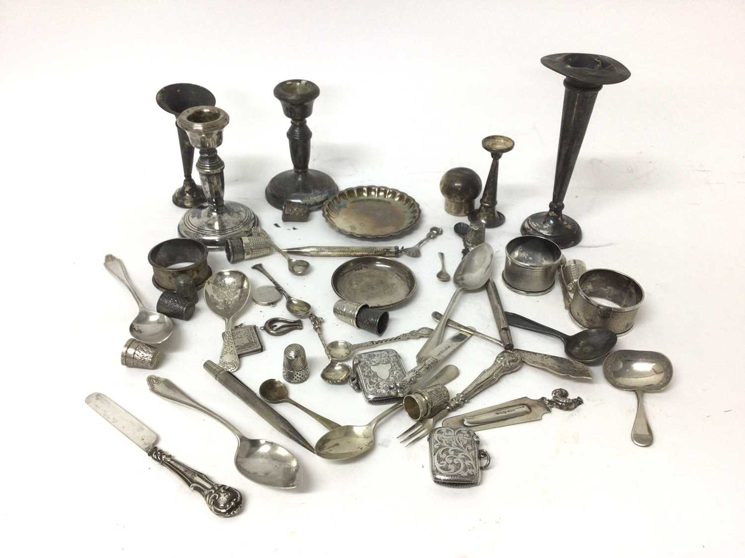 Lot 44 - Group of silver and white metal items