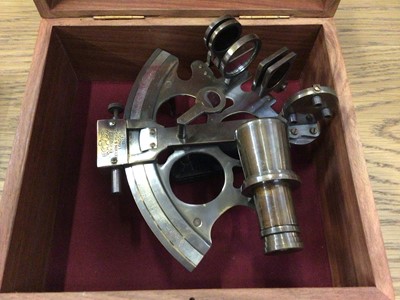 Lot 569 - Modern sextant in box, together with model yachts and other nautical related items