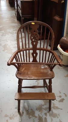 Lot 867 - 19th century childs high chair together with a Georgian style wig stand