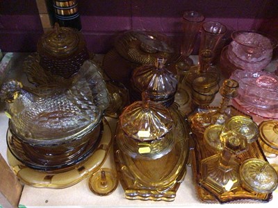 Lot 509 - Collection of vintage amber glassware, other tinted pressed and moulded glass and sundry plated wares