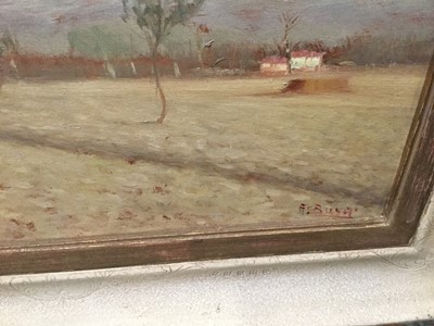 Lot 466 - Italian School oil on board, cattle at work, signed A. Bugge, in frame