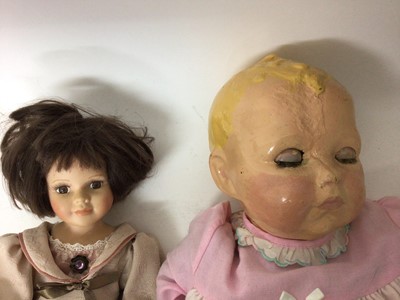 Lot 1930 - Two boxes of vintage dolls mainly small dolls plus two old mohair bears and a little panda