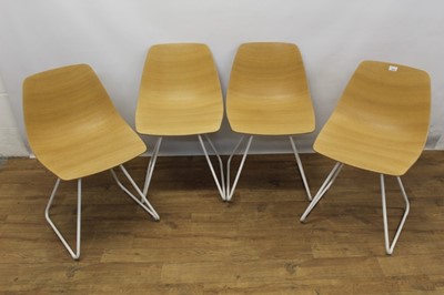 Lot 1353 - Set of four Lapalma sled base bent ply chairs designed by Antti Kotilainen