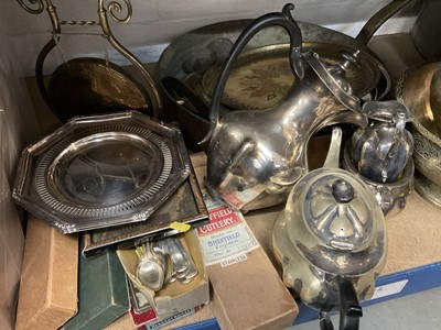 Lot 238 - Large copper vessel, other metalwares, vintage telephones etc