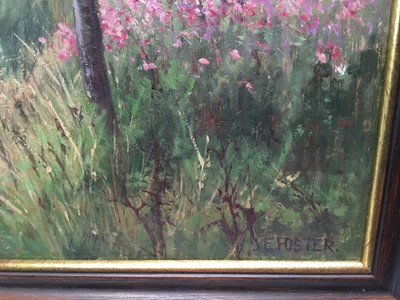 Lot 107 - John Ernest Foster (1877-1968) oil on panel - 'Wild flowers on the Stour', 50cm x 40cm