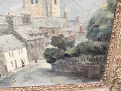 Lot 109 - Isabella Bromley-Davenport oil on canvas - possibly st. Cadfan's Church, Tywyn