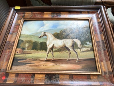 Lot 591 - Oil on tin - study of a horse