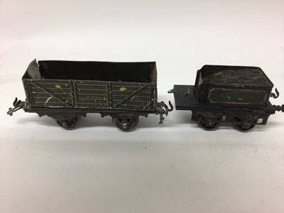 Lot 1875 - Railway O Gauge Tin Plate Selection of Bong Locomotives (2) and Rolling Stock.