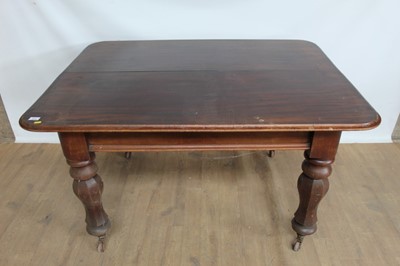 Lot 1008 - Victorian mahogany rectangular dining table with turned and faceted legs on brass capped ceramic castors