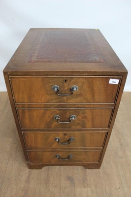 Lot 1011 - Reproduction mahogany two drawer filing cabinet with brown leather lined top