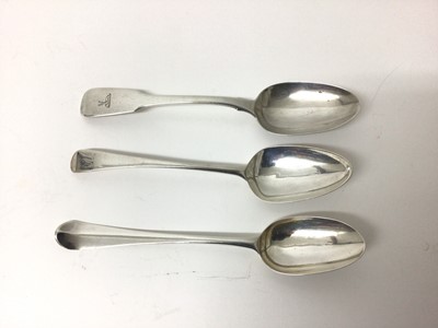 Lot 61 - Three Georgian silver table spoons